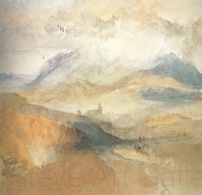 Joseph Mallord William Turner View of an Alpine Valley probably the Val d'Aosta (mk10) Norge oil painting art